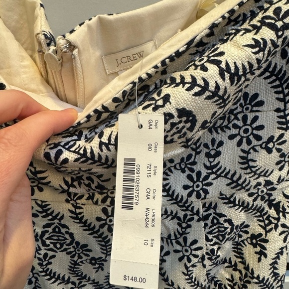JCREW Black And White Floral Rambling Rose Ella Dress Size 10 - Picture 7 of 9